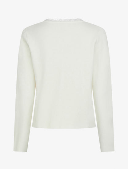 Gilet uni à détail effiloché - Crème - 2
