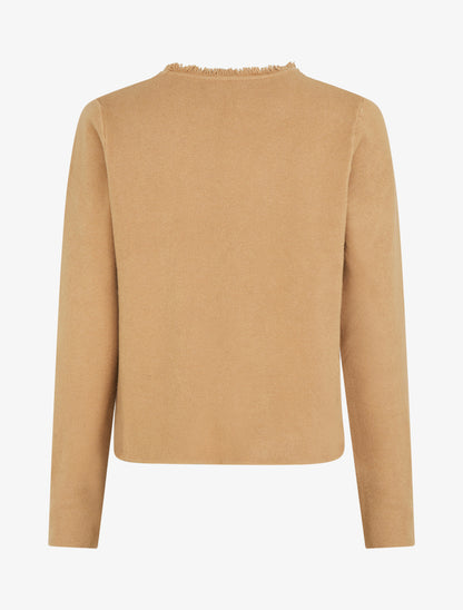 Gilet uni à détail effiloché - Camel - 2