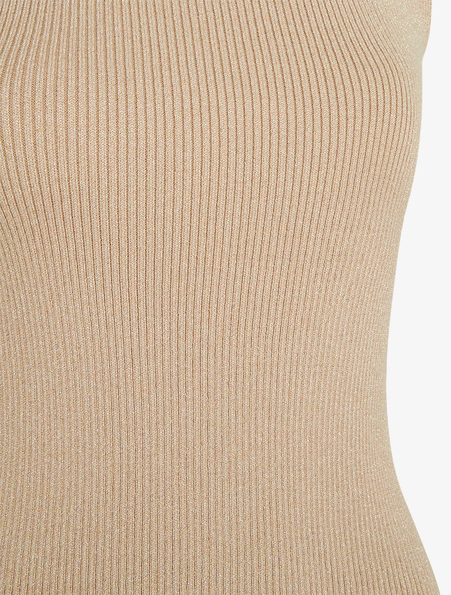 Débardeur côtelé irisé à col montant - Beige - 3
