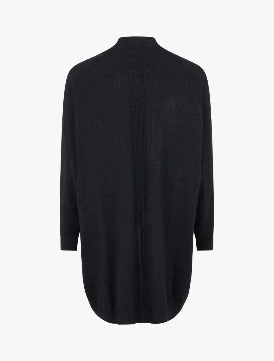 Gilet long ample à manches chauve-souris - Noir - 2
