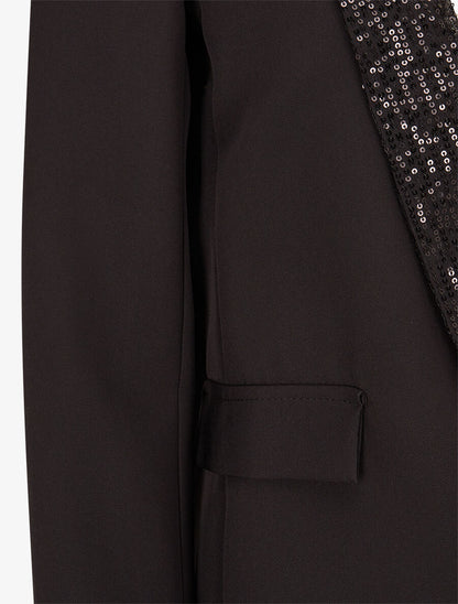 Blazer col à sequins - Noir - 3
