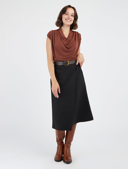 Gonna midi stile portafoglio - Nero