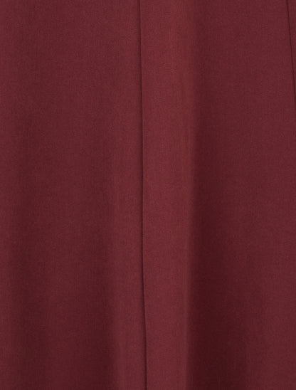 Jupe mi-longue unie à empiècement bijou - Lie de vin - 3