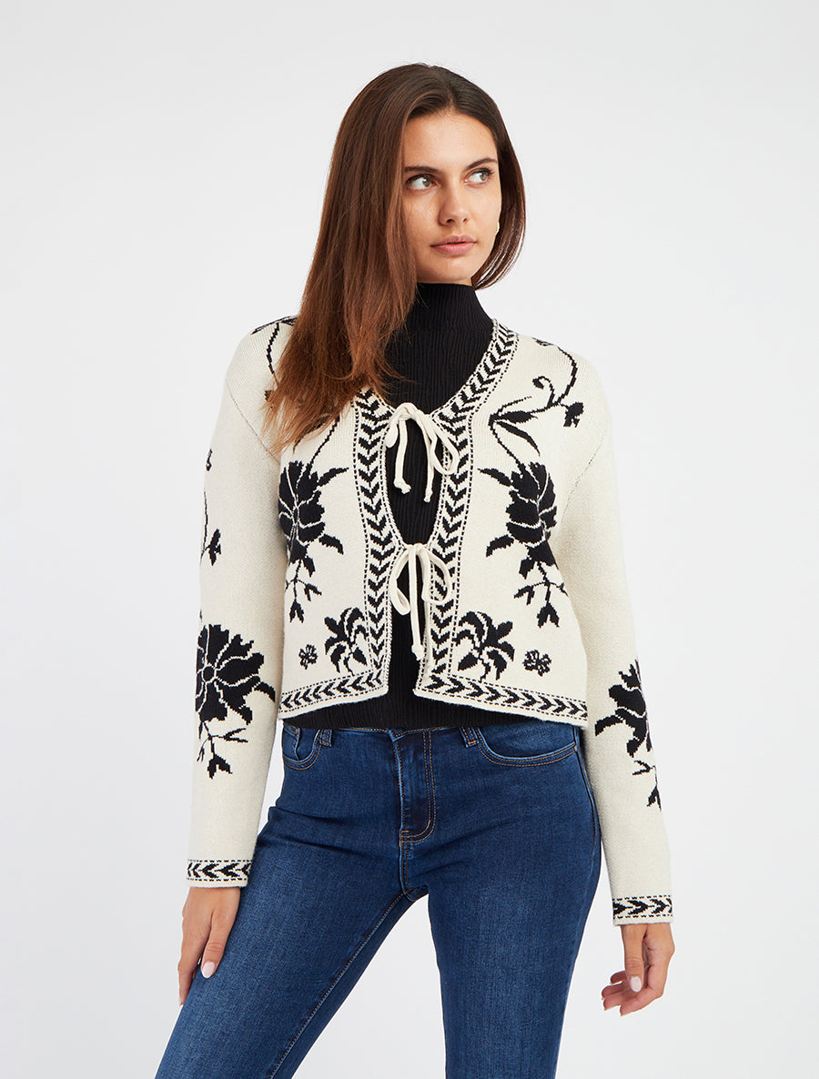 Gilet da annodare con stampa barocca - Bianco