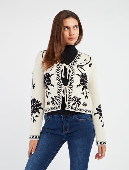 Gilet da annodare con stampa barocca - Bianco