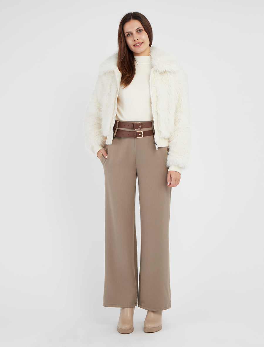 Giubbotto con inserto in pelliccia sintetica. - Bianco