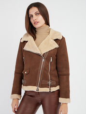 Giubbotto con zip stile aviatore - Marrone