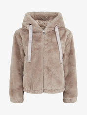 Blouson ample en fourrure synthétique - Taupe - 1