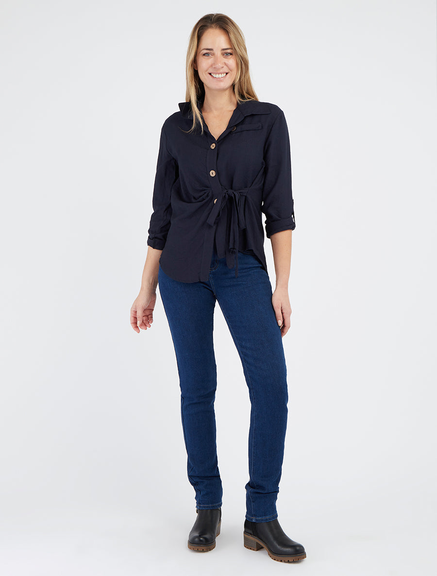 Camicia asimmetrica effetto drappeggiato - Marina