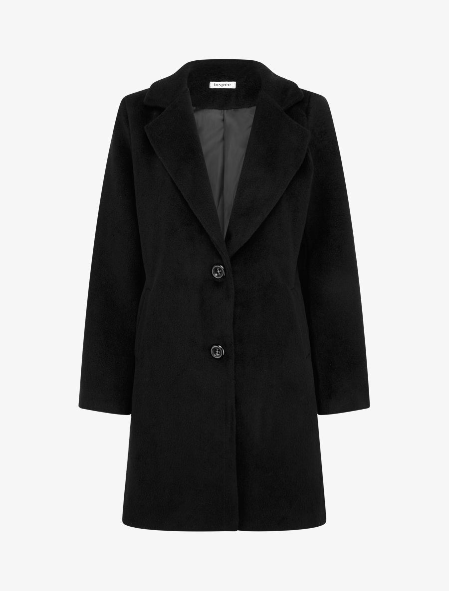 Manteau droit long - Noir - 1