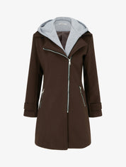 Manteau zippé à capuche en sweat - Marron - 1