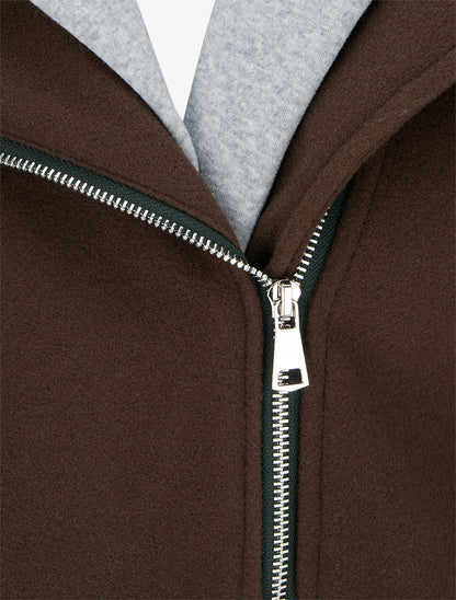 Manteau zippé à capuche en sweat - Marron - 3
