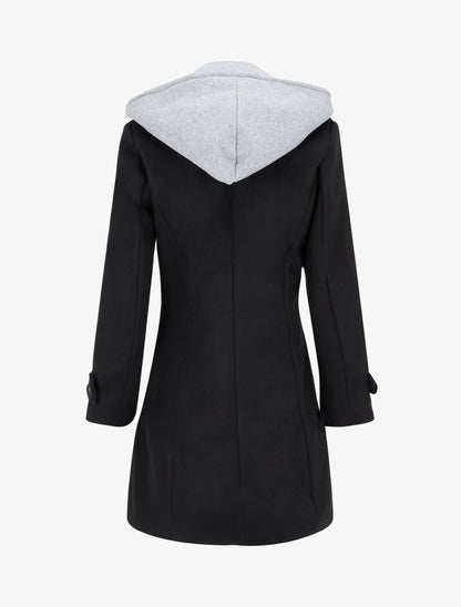 Manteau zippé à capuche en sweat - Noir - 2