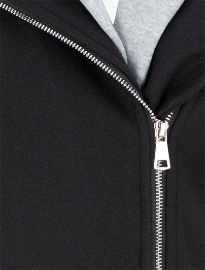 Manteau zippé à capuche en sweat - Noir - 3