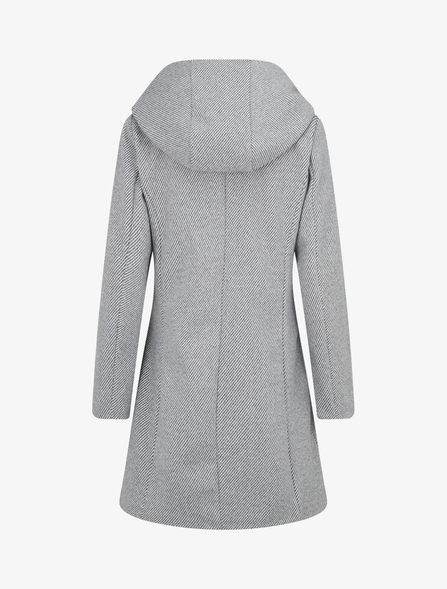 Manteau à capuche et empiècements simili - Gris - 2