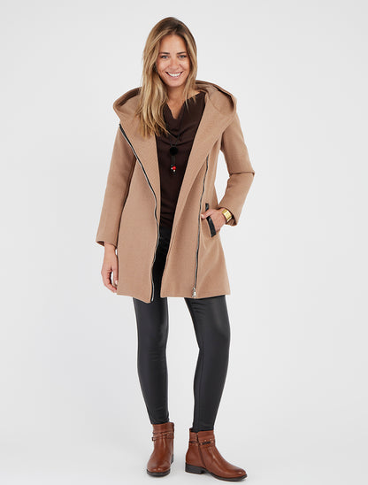 Cappotto con cappuccio e inserti in similpelle - Chameau