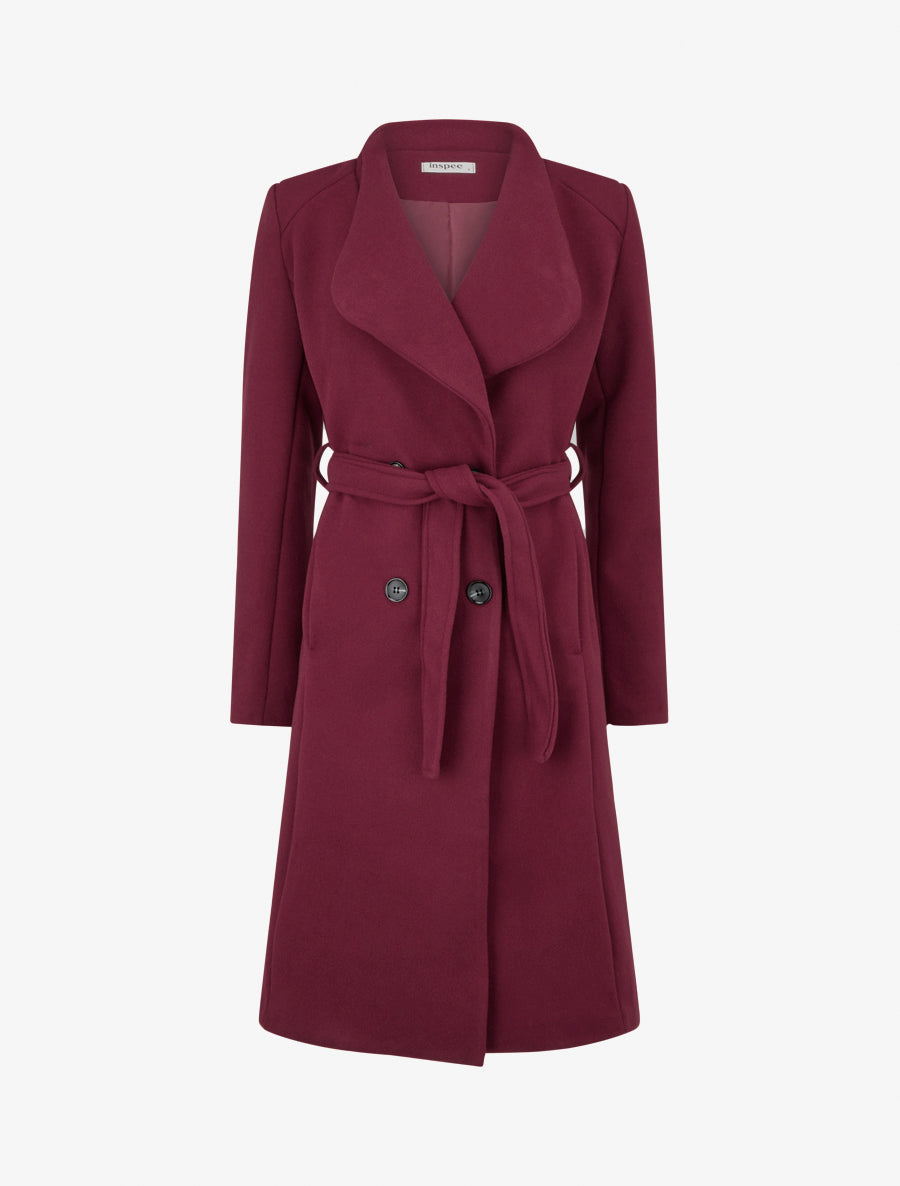 Cappotto lungo aderente con bottoni - Bordeaux