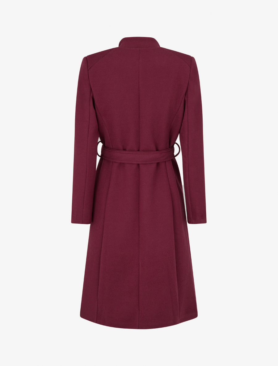 Cappotto lungo aderente con bottoni - Bordeaux