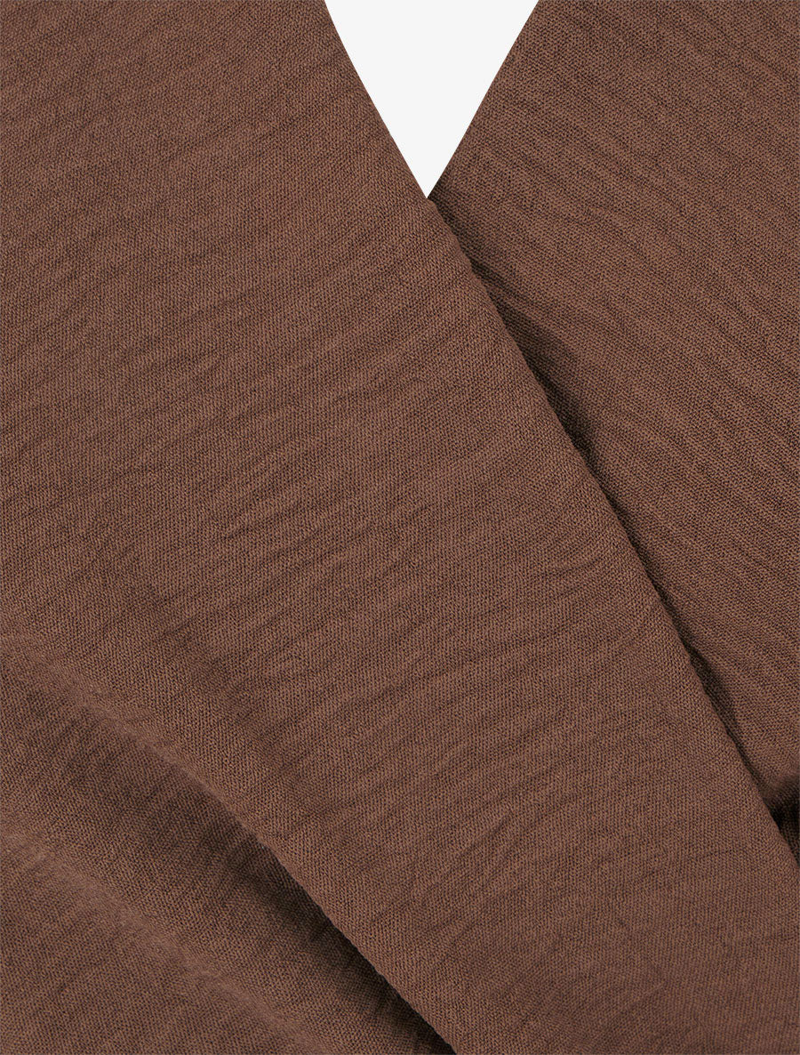 Blusa unita stile portafoglio con collo cache-coeur - Marrone