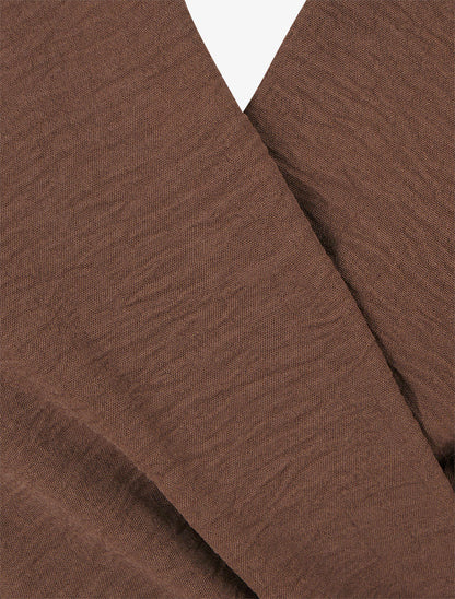 Blusa unita stile portafoglio con collo cache-coeur - Marrone