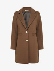 Manteau uni boutonnée à col cranté - Camel - 1