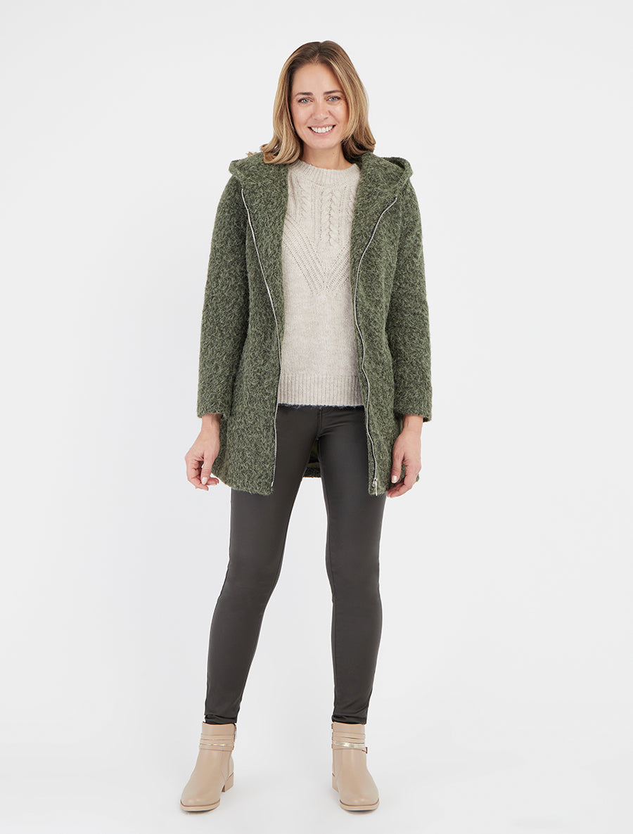 Cappotto piumato con cappuccio - Cachi