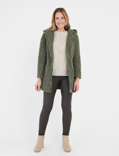 Cappotto piumato con cappuccio - Cachi