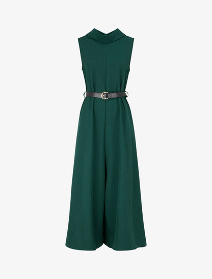 Combinaison ample sans manches à col à revers - Vert foncé - 1