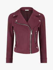 Giacca in suede con chiusura a zip - Prugna