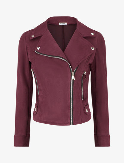 Giacca in suede con chiusura a zip - Prugna