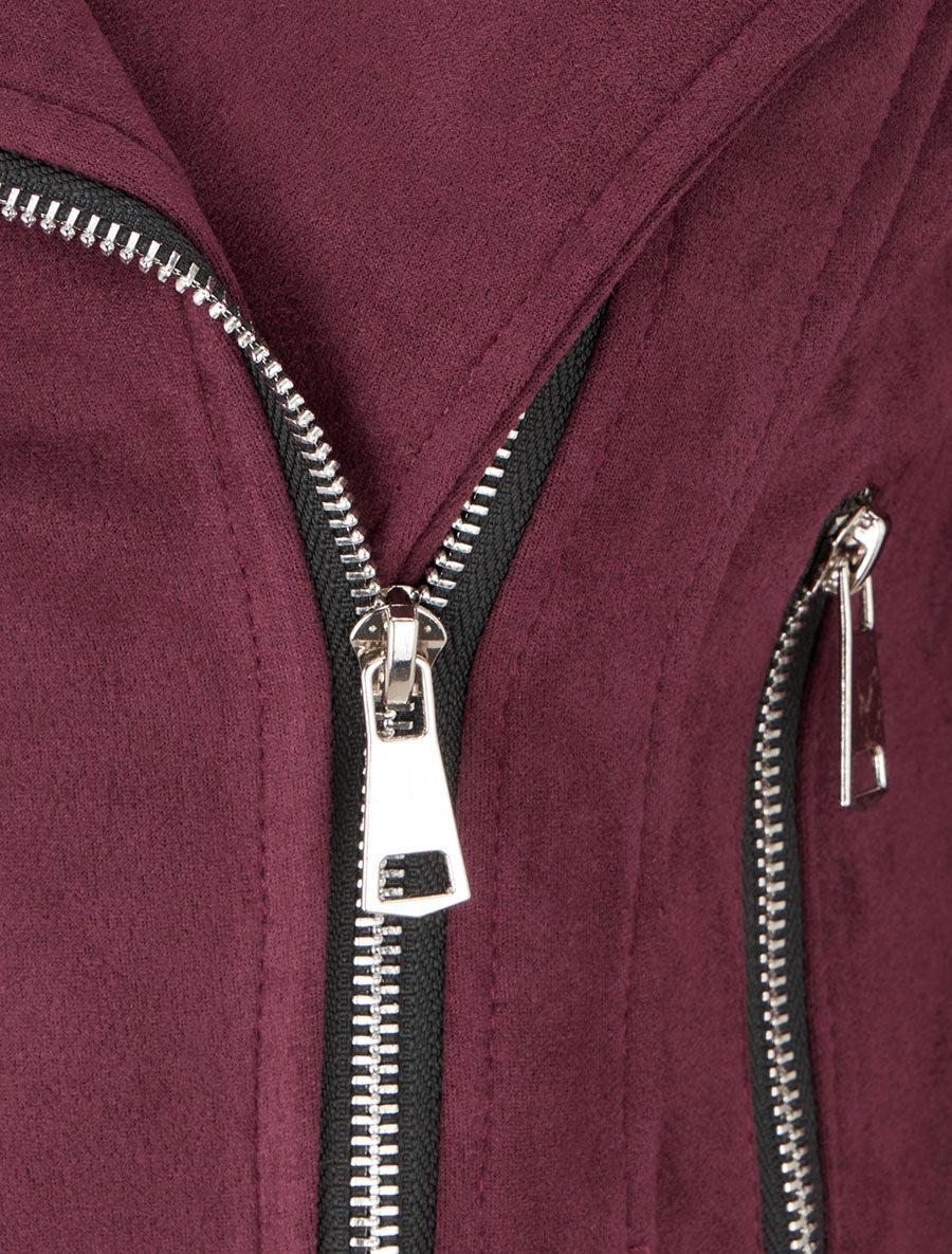 Giacca in suede con chiusura a zip - Prugna
