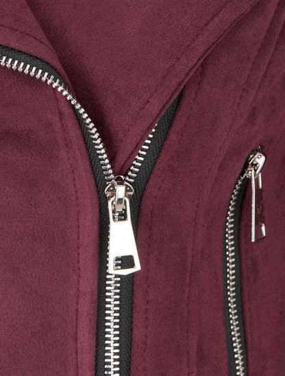 Giacca in suede con chiusura a zip - Prugna