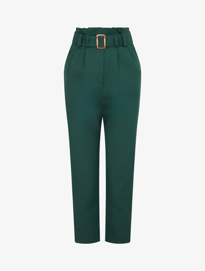 Pantalon de tailleur paperbag - Vert - 4