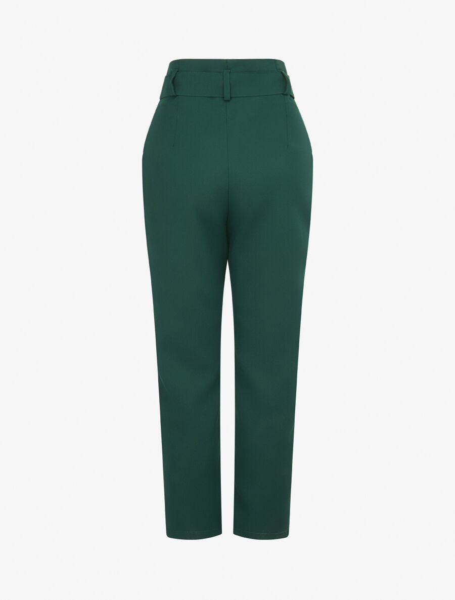 Pantalon de tailleur paperbag - Vert - 2