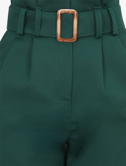 Pantalon de tailleur paperbag - Vert - 3