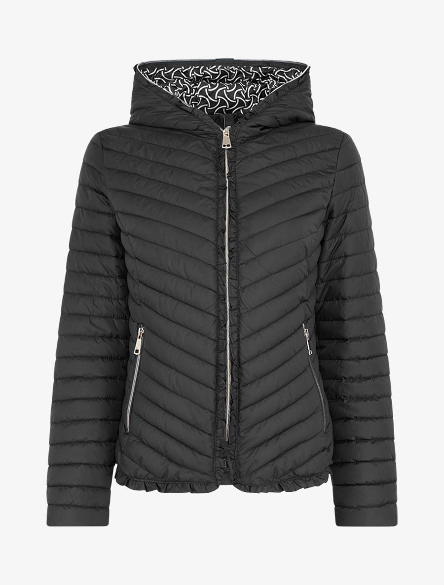 Doudoune matelassée à capuche zippée - Noir - 1
