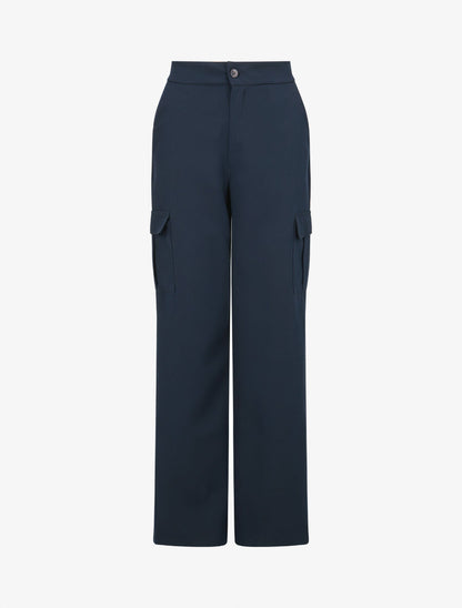 Pantalon droit à poches - Marine - 1