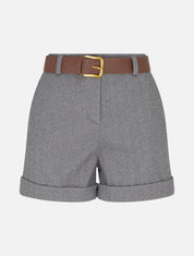 Shorts con risvolto stampato a chevron - Grigio