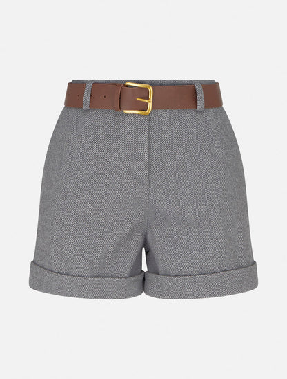 Shorts con risvolto stampato a chevron - Grigio