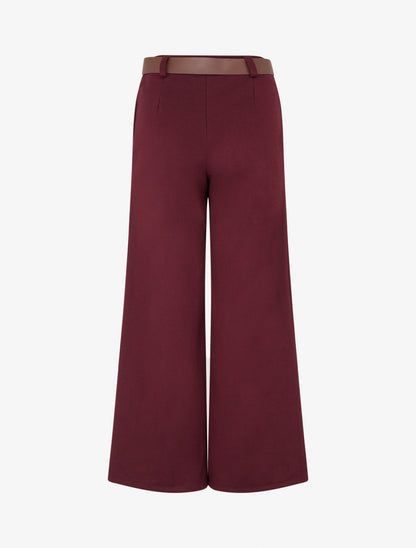 Pantalone ampio stampato a spina di pesce - Bordeaux