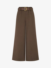 Pantaloni elasticizzati a gamba ampia - Marrone