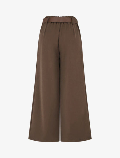 Pantaloni elasticizzati a gamba ampia - Marrone