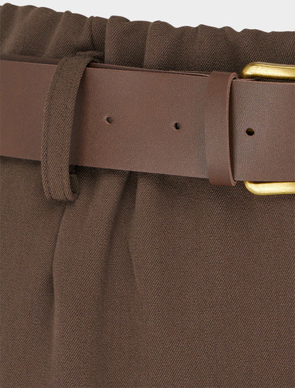 Pantaloni elasticizzati a gamba ampia - Marrone