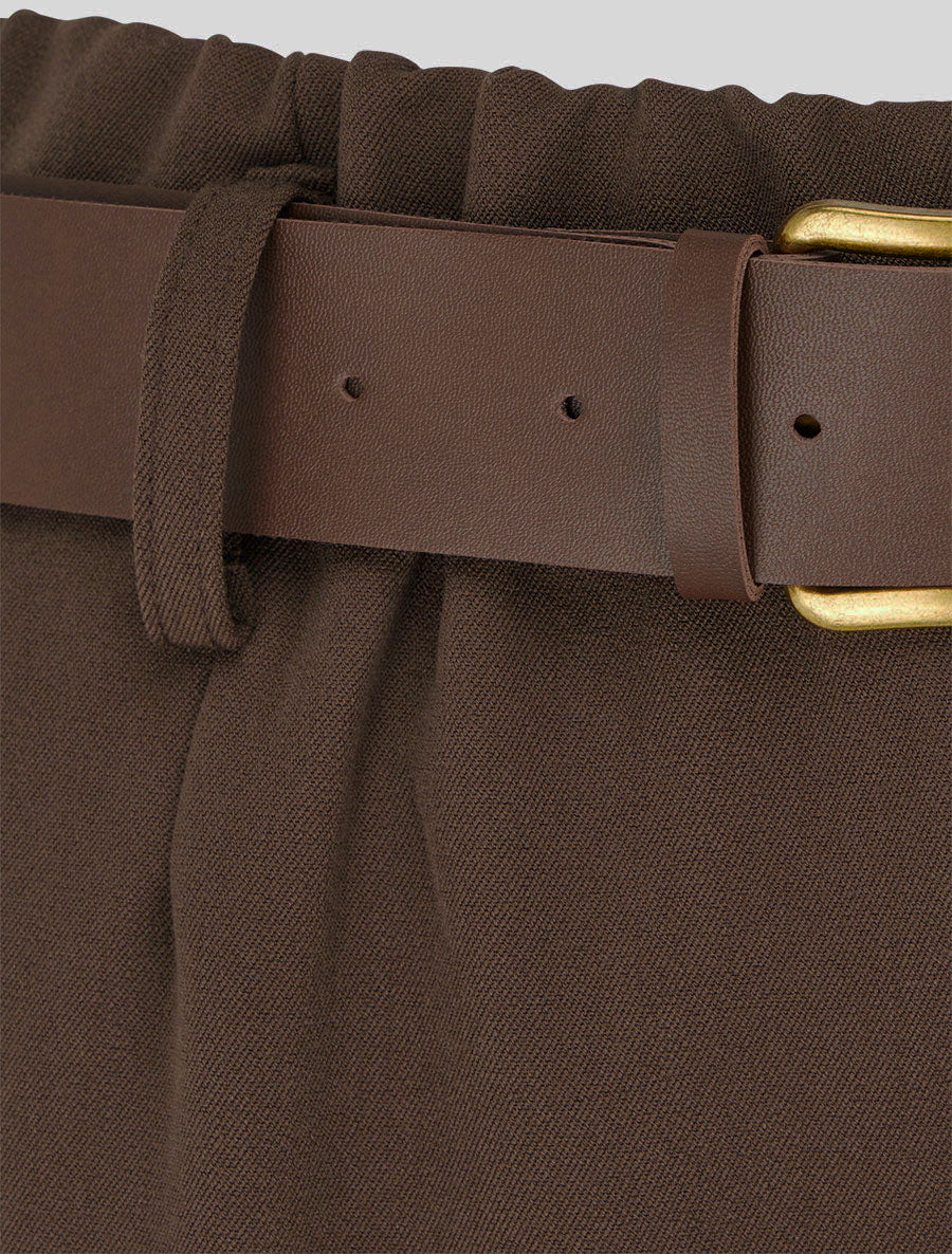 Pantaloni elasticizzati a gamba ampia - Marrone