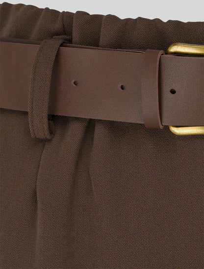 Pantaloni elasticizzati a gamba ampia - Marrone