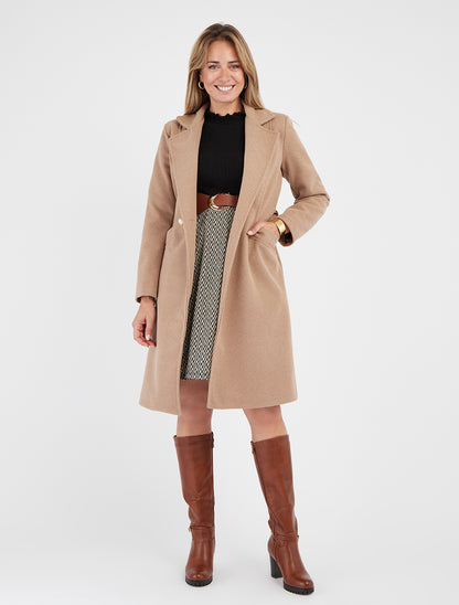 Cappotto in misto lana con collo a lancia - Chameau