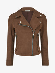 Giacca in suede con chiusura a zip - Marrone