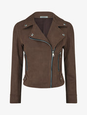 Giacca in suede con chiusura a zip - Marrone