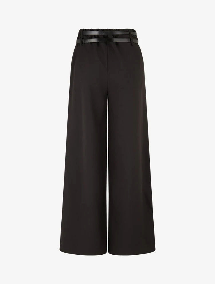 Pantalon wide leg à double ceintures - Noir - 2