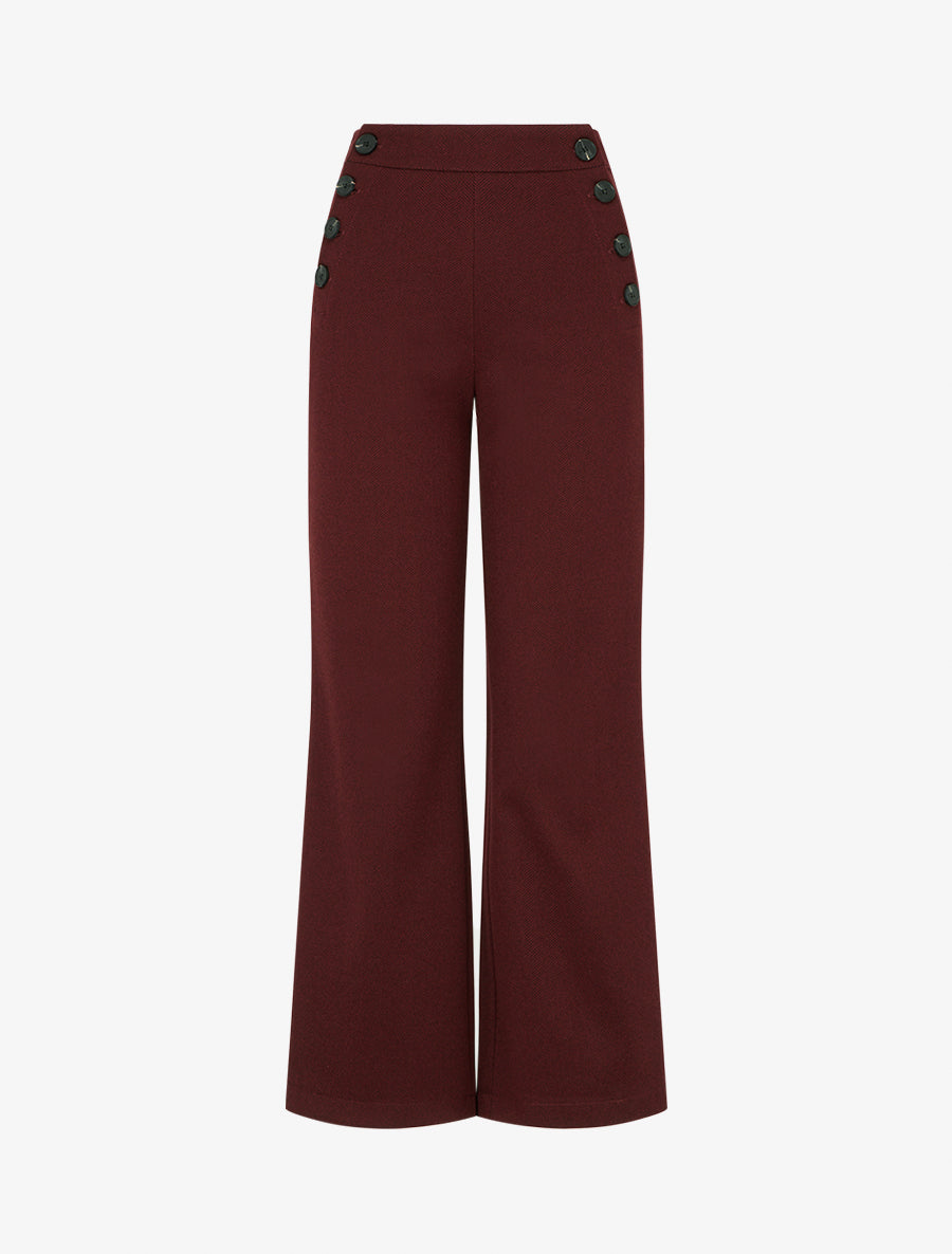 Pantaloni a palazzo dritti stampati a spina di pesce - Bordeaux